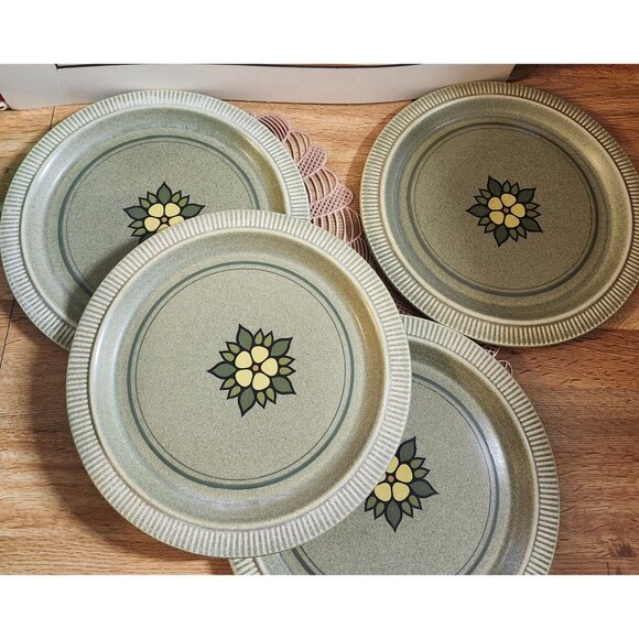 4- Pfaltzgraff Nordic Green 10" Dinner Pates Stoneware Vintage 1970's Retro - Picture 1 of 6
